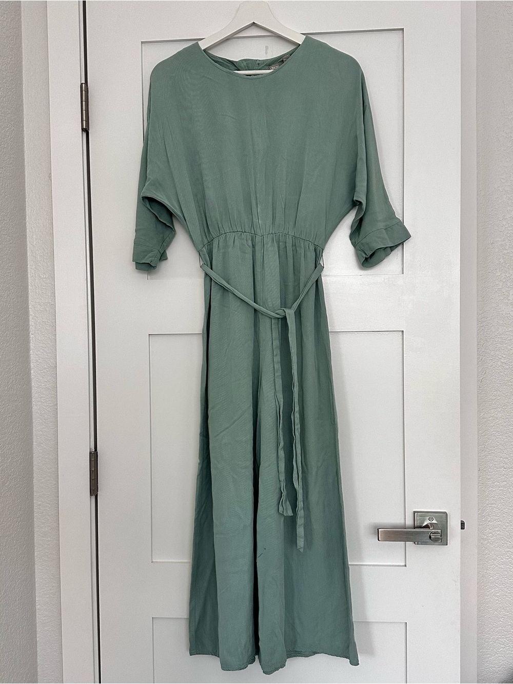ASOS Women's Sage Green Belted Midi jumpsuit